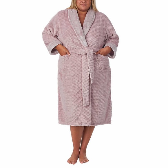 Carole Hochman Women’s Luxuriously Soft Plush Robe with Faux Fur Collar - Picture 6 of 10